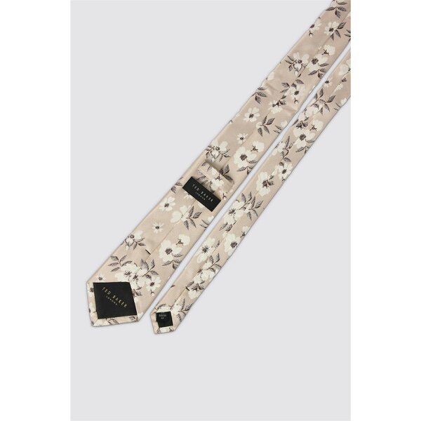 Ted Baker Ecru Magnolia Floral Silk Tie