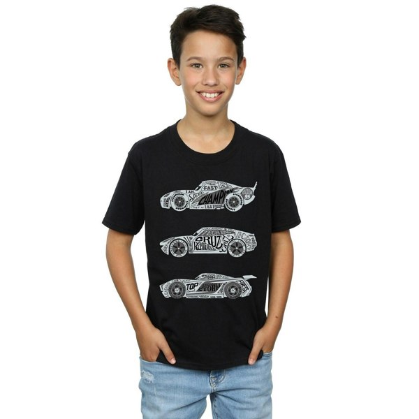 Disney Boys Cars Text Racers T-Shirt - Black