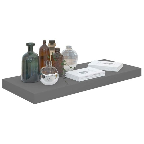 Berkfield Floating Wall Shelves 2 pcs High Gloss Grey 60x23.5x3.8 cm MDF