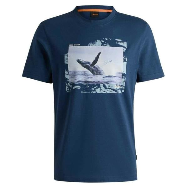 Boss Mens Whale Cotton T-Shirt - Navy - 
