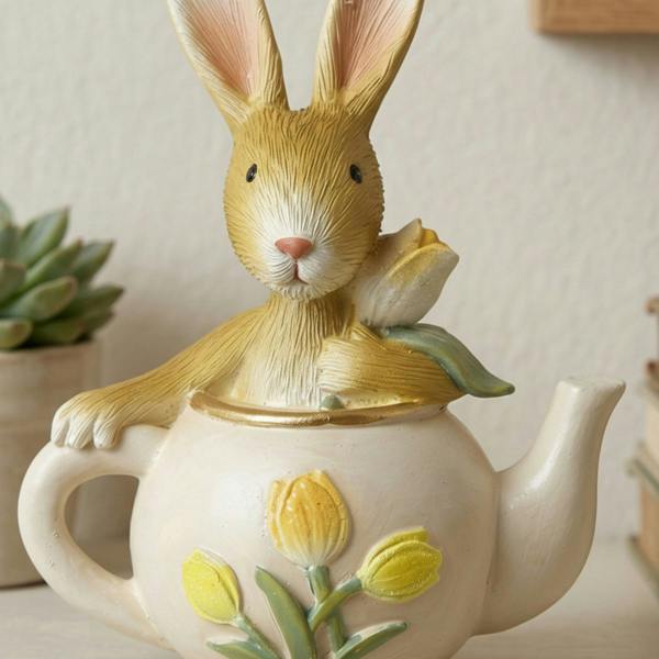 Garden Greatness Springtime Rabbit In Teapot Ornament