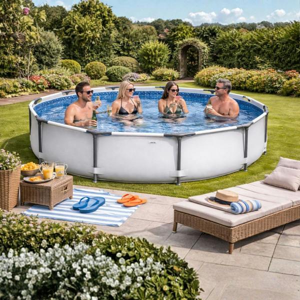 INTEX Prism Frame Pool Set with Filter Cartridge, Pump & Pool Cover 4-in-1  Pool Set 10 ft x 30in