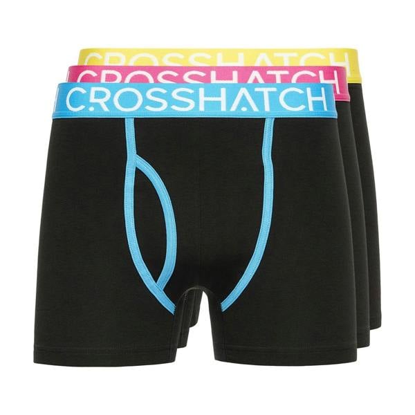 Crosshatch Mens Trioglow Boxer Shorts (Pack of 3) - Black - 