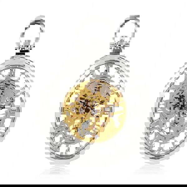 TruClothing Mechanical Skeleton Open Face Silver Pocket Watch