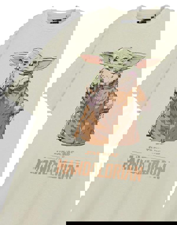 Star Wars The Mandalorian Mens Beige Grogu Short Sleeved T-Shirt