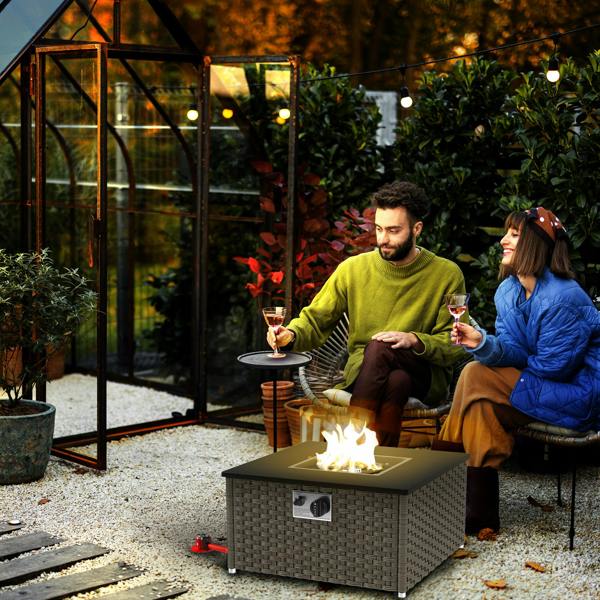 Rattan Gas Fire Pit Table