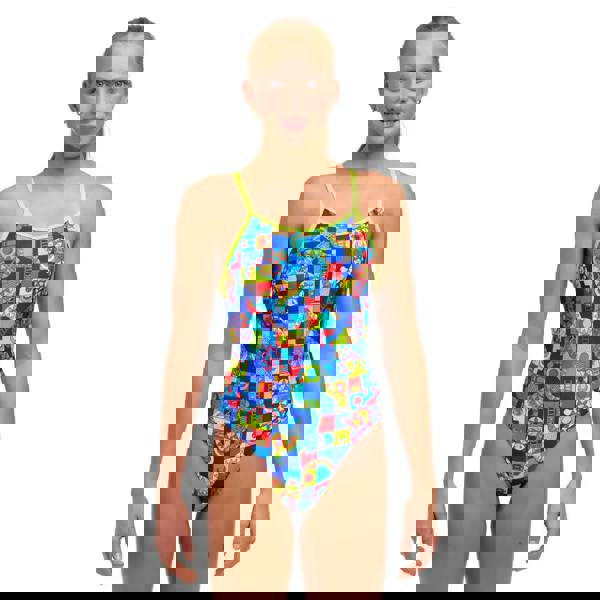 Funkita Girls Bored Games Diamond Back Swimsuit - Blue/Multi