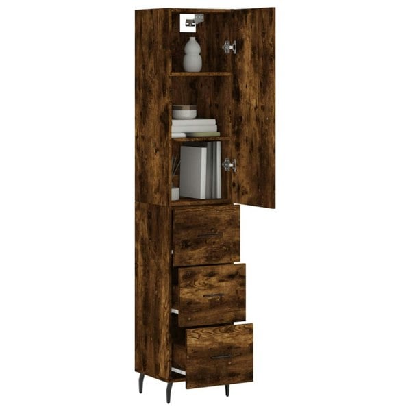Berkfield Highboard Smoked Oak 34.5x34x180 cm Engineered Wood