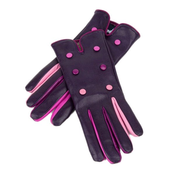 Embassy London Toasty - Purple - Women's quality purple Italian leather gloves wool lined