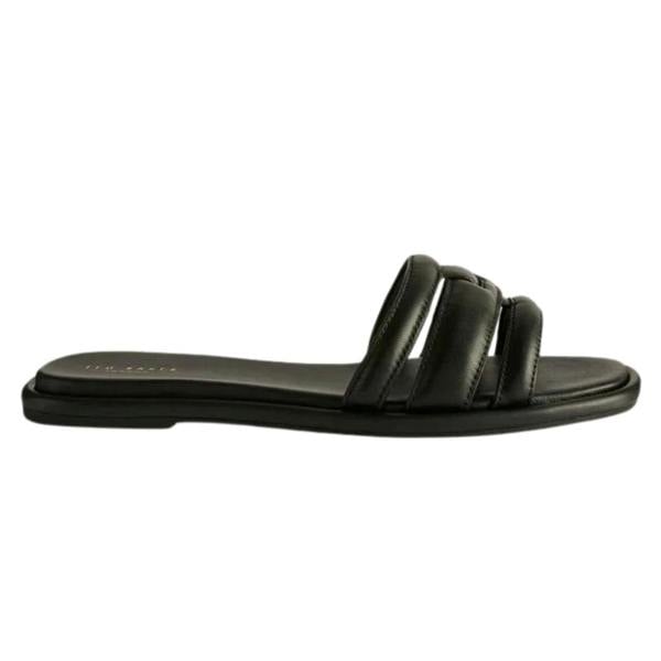 Ted Baker Leeiaa Flat Woven T Logo Black Slide Sandals