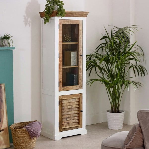 IH Design Milano Solid Mango Wood Bookcase   White
