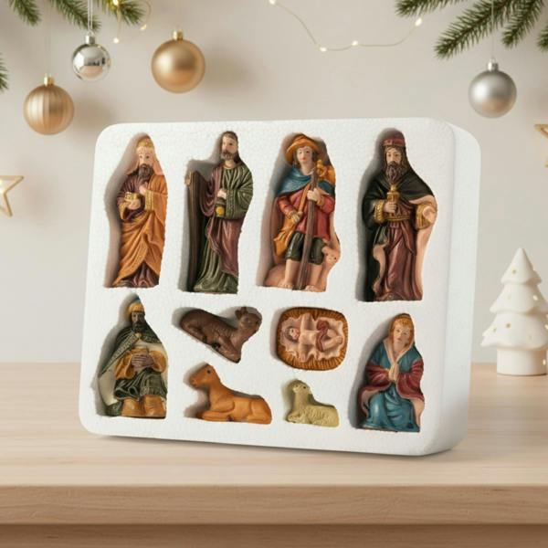 Wooden Nativity Figures and Background Display Set, Indoor Christmas Décor for Shelves and Mantels image 9