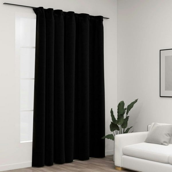 Berkfield Linen-Look Blackout Curtains with Hooks Black 290x245 cm
