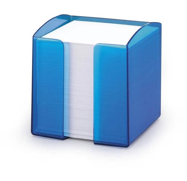 Durable TREND 800 Sheet Note Box Transparent Memo Pad | 6 Pack | Clear Blue