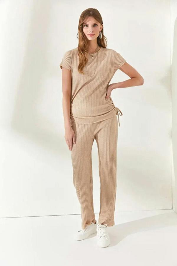 Hoxton Gal 2-Piece Set – Side-Ruched Blouse and Palazzo Pants