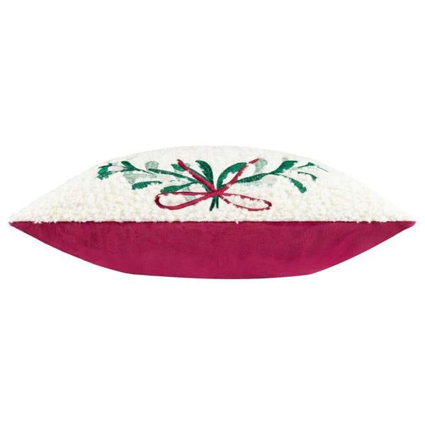 Furn Embroidered Mistletoe Christmas Cushion Cover - White/Multicoloured - 