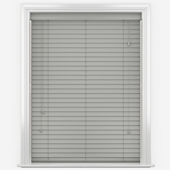 NewEdgeBlinds 100cm Volcanic Grey Faux Wood Fine Grain Venetian Blinds with Strings