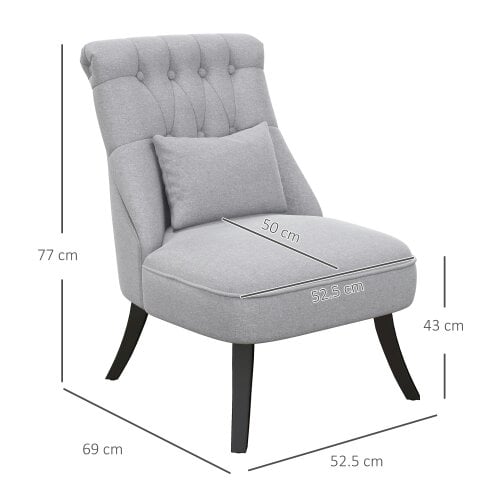Wyld Haus Sava Grey Set Of 2 Armless Button Tufted Tub Chairs With Linen Upholstery