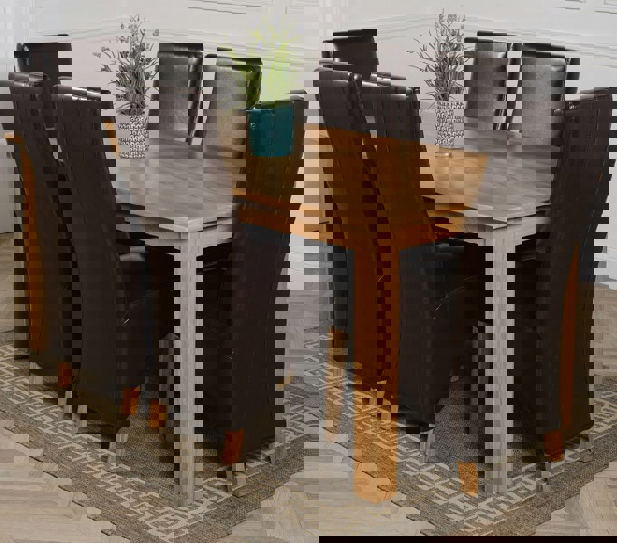 That's Furniture Oslo 180 x 90cm Large Oak Dining Set with Lola Leather Chairs