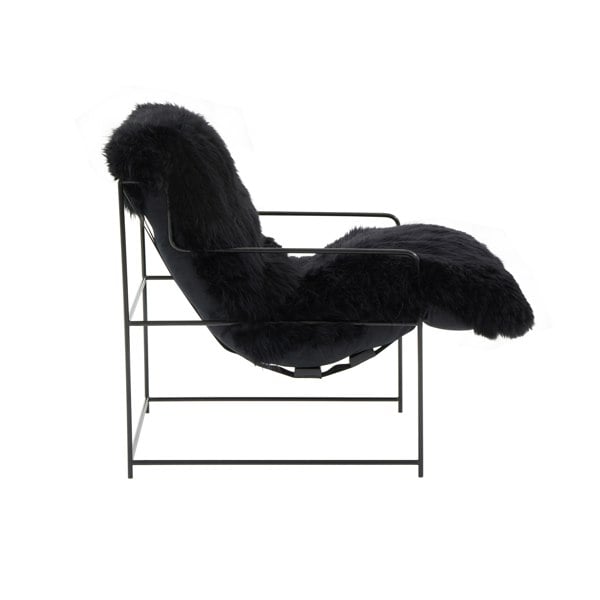 Furniture Edit Kimi Black Genuine Sheepskin Occasional Accent Chair