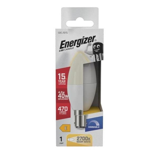 Energizer B15 SBC LED Candle Bulb - Opal - 