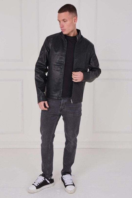 Men's PU Leather Zip Jacket