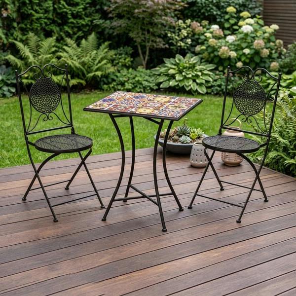 Garden Greatness Mosaic Rectangular 2 Seater Bistro Set