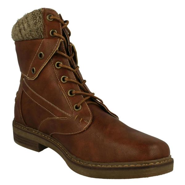 Spot On Ladies Spot On Knitted Cuff Ankle Boots F4447