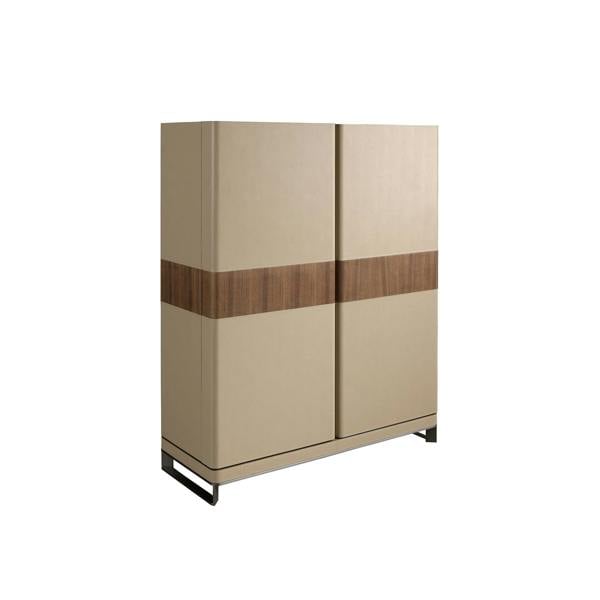 Angel Cerdá Tall Sideboard in Leatherette, Walnut and Polished Steel 3276