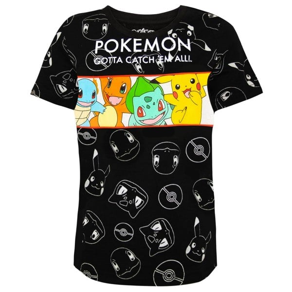 Pokemon Boys Characters T-Shirt - Black/White