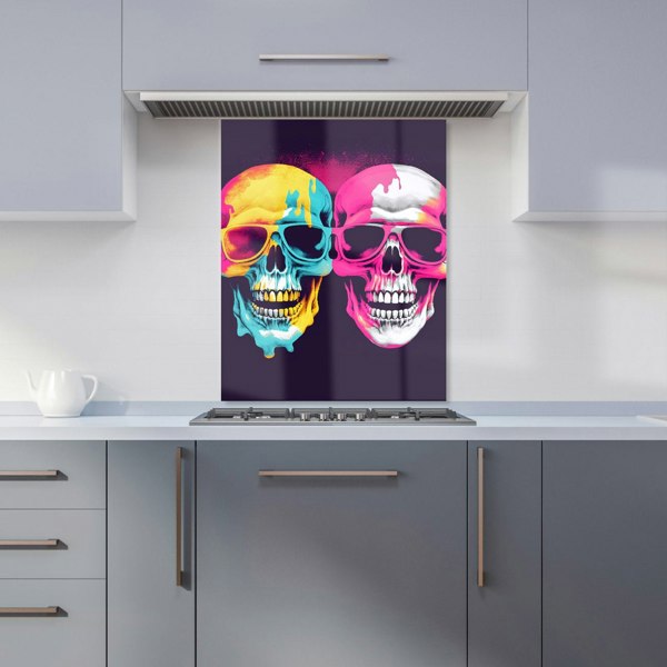 Warren Reed - Designer Pinks And Blue Happy Skeletons Kitchen Splashback