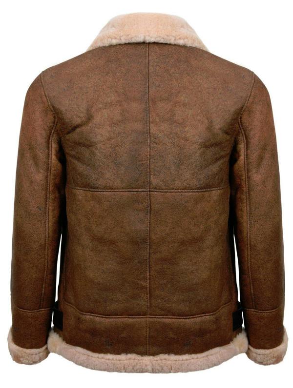 Infinity Leather Mens Vintage Brown Sheepskin Aviator Jacket- KANSAS