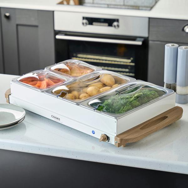 Cooks Professional 4 Section Buffet Warmer | 7.2L | Nordic White
