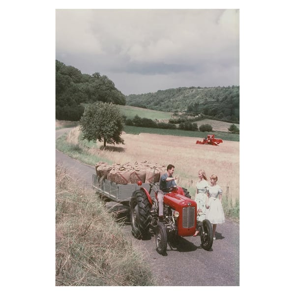 Massey Ferguson MF35 Tractor and Trailer Canvas Picture Print (c.1960), Stretched Canvas on Wooden Frame, 60cm x 40cm