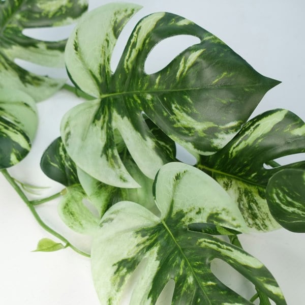 Leaf 6 x 180cm Artificial Hanging Trailing Variegated Monstera Plant