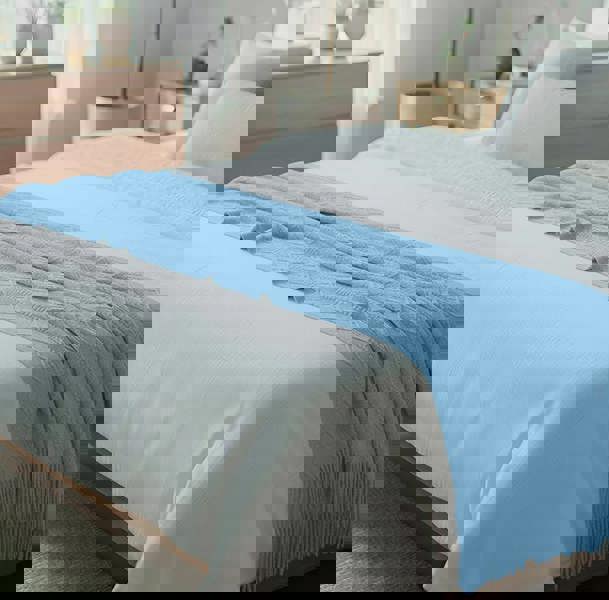 Anyhouz Anycozy Sky Blue Faux Cashmere Throw Blanket Diamond Knit 130x230cm