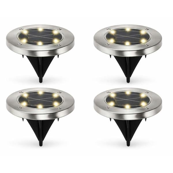 Gardenwize Pack of 4 Solar Deck Lights – White LED Outdoor Lights