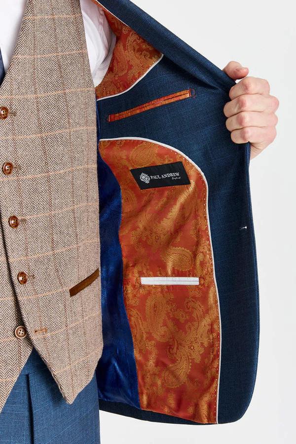 Paul Andrew Viceroy Navy Suit with Harris Brown Tweed Waistcoat