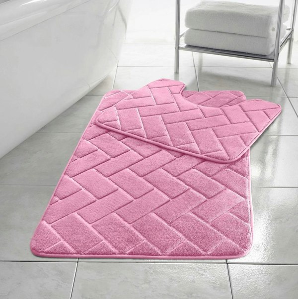 HomeSpace Direct Memory Foam Blocks Anti Slip Bath Mat Set 2 Piece