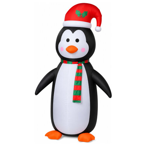 1.2m Inflatable Christmas Penguin with 3 Internal LED Lights, 12V Fan Motor, Guide Ropes and Transformer, Indoor/Outdoor Festive Decoration