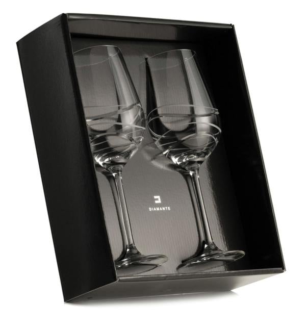 Red Wine Glasses Pair 'Aurora' with Swarovski Crystals - Set of 2