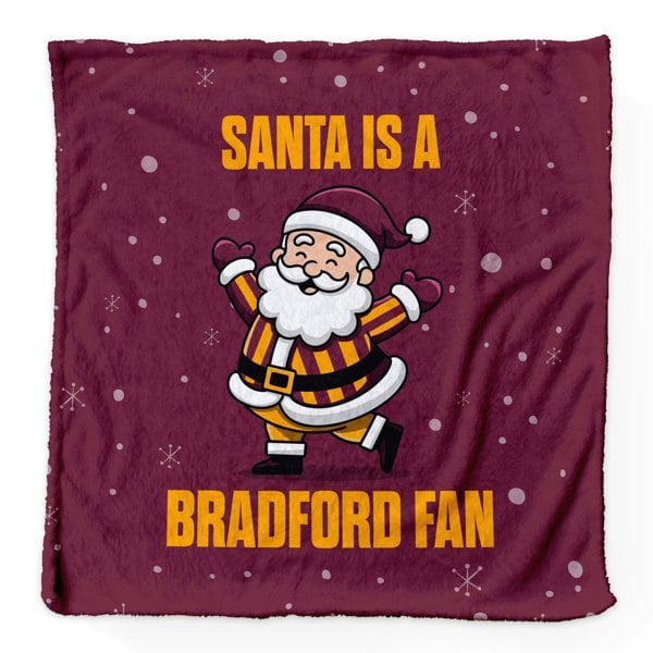 BritishmadeGifts Santa is a Bradford Football Fan - Luxury Fleece Blanket 150cm X 150cm