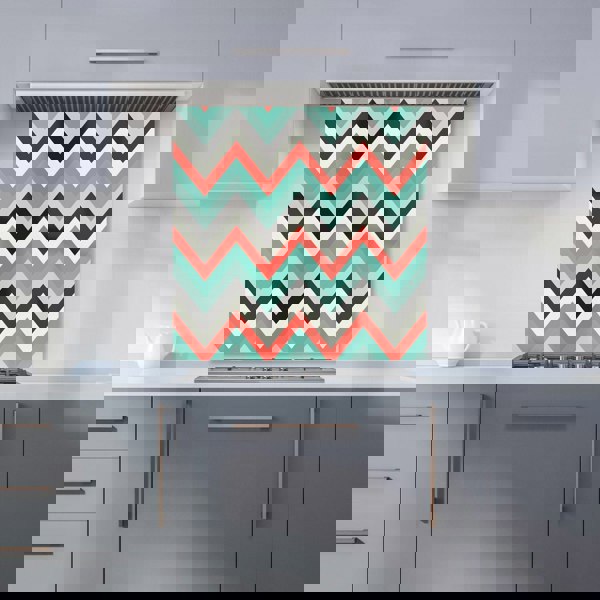 Warren Reed - Designer Geometric Colored Chevron Pattern Kitchen Splashback