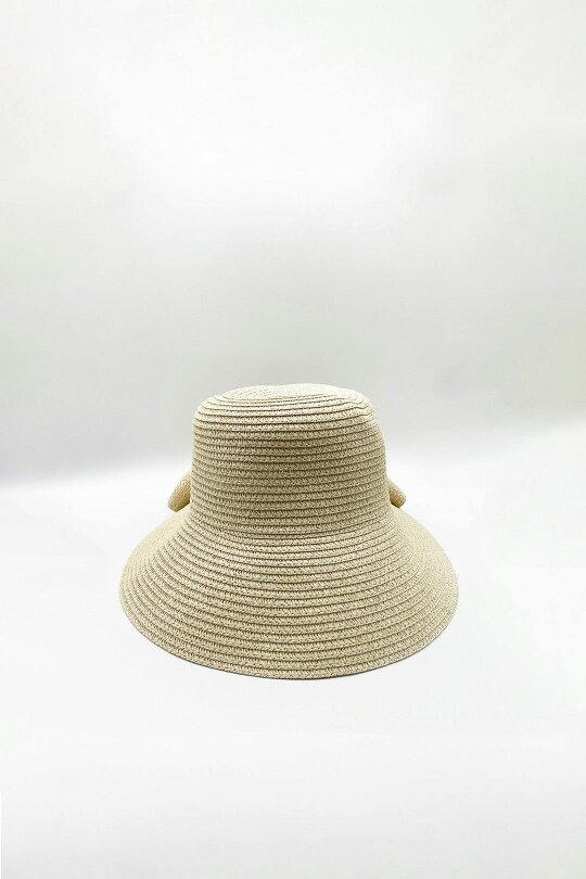 SVNX Bow Foldable Summer Hat in Beige