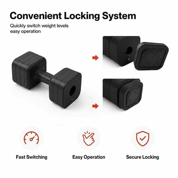 Centra Adjustable Dumbbells Set 2-5Kg Quick Lock TPU Grip for Home Gym Black
