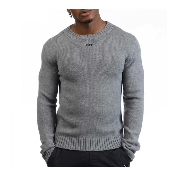 Off-White Off White Mens Wool Blend Crew Neck Sweatshirt - Grey/Black