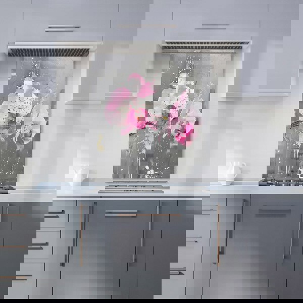 Warren Reed - Designer Pink Orchids Splashart Kitchen Splashback