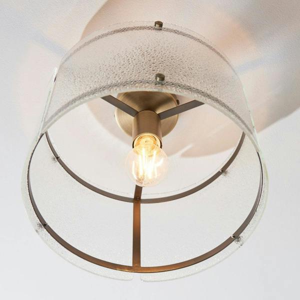 Pagazzi Lighting Traynor Clear And Antique Brass Flush Ceiling Light