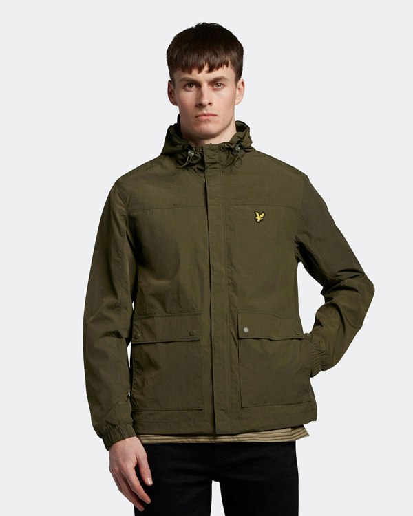 Lyle & Scott Branded Hooded Parka Jacket - Olive