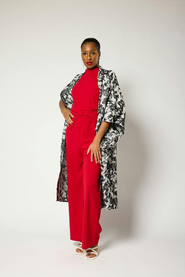 Lioness by TF Monochrome Brocade Kimono Jacket